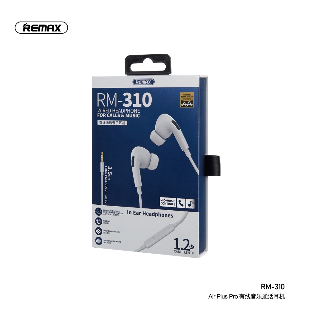 REMAX Wired Earphones For Calls &amp; Music   Bass Stereo In-Ear Headphones RM-310