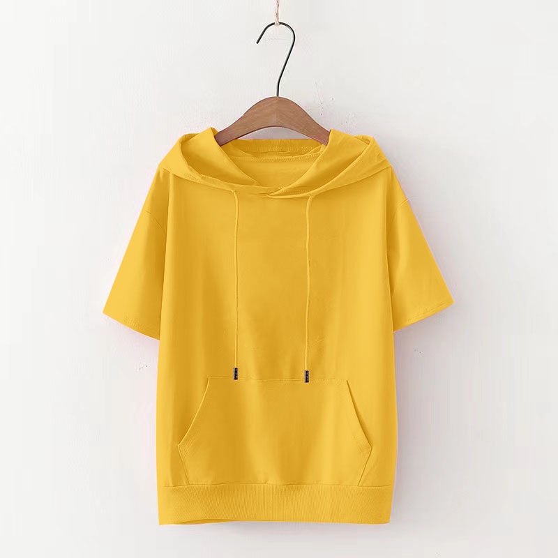 Mùa hè 2023 Phong cách Hàn Quốc Áo hoodie thời trang ngắn tay