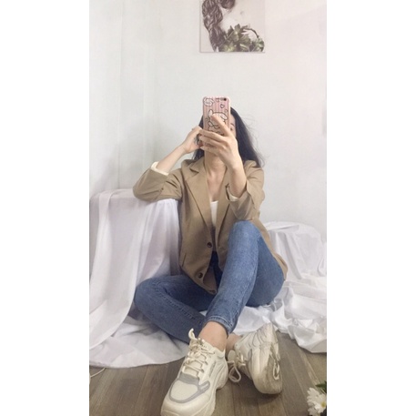 Áo khoác blazer 2 lớp nâu tây, thời trang thu đông 2021 | BigBuy360 - bigbuy360.vn