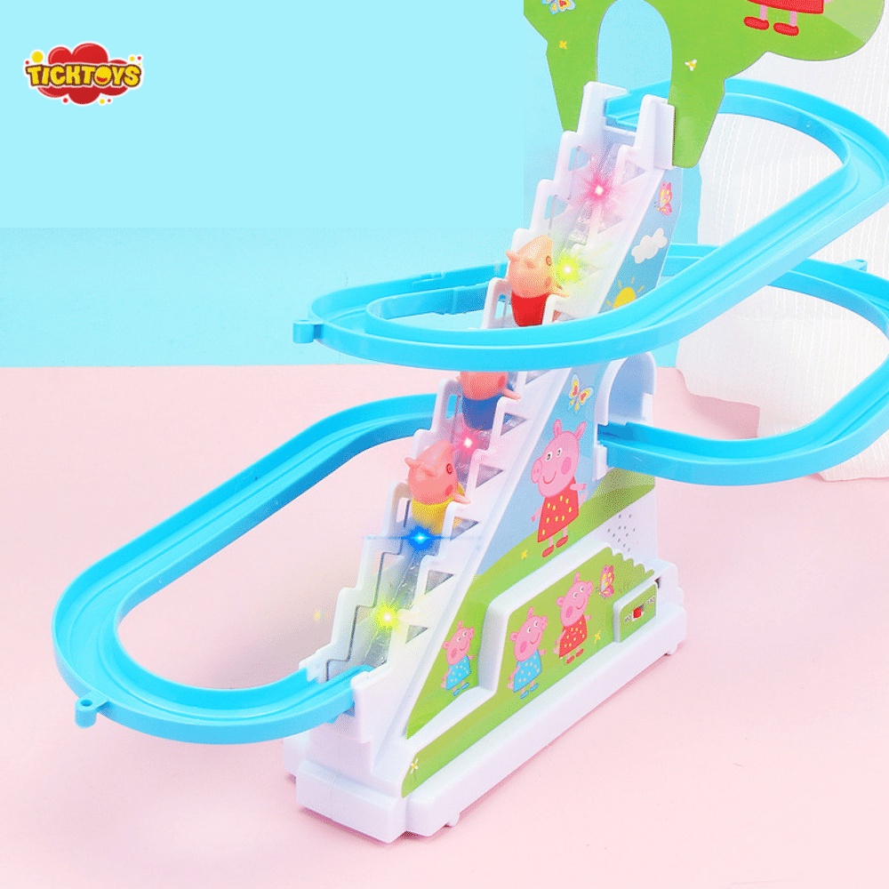 Đồ Chơi Vịt Lợn Peppa Leo Thang Cầu Trượt Có Nhạc Đèn, Piggy Peppa Leo Thang chạy pin có nhạc vui nhộn cho bé