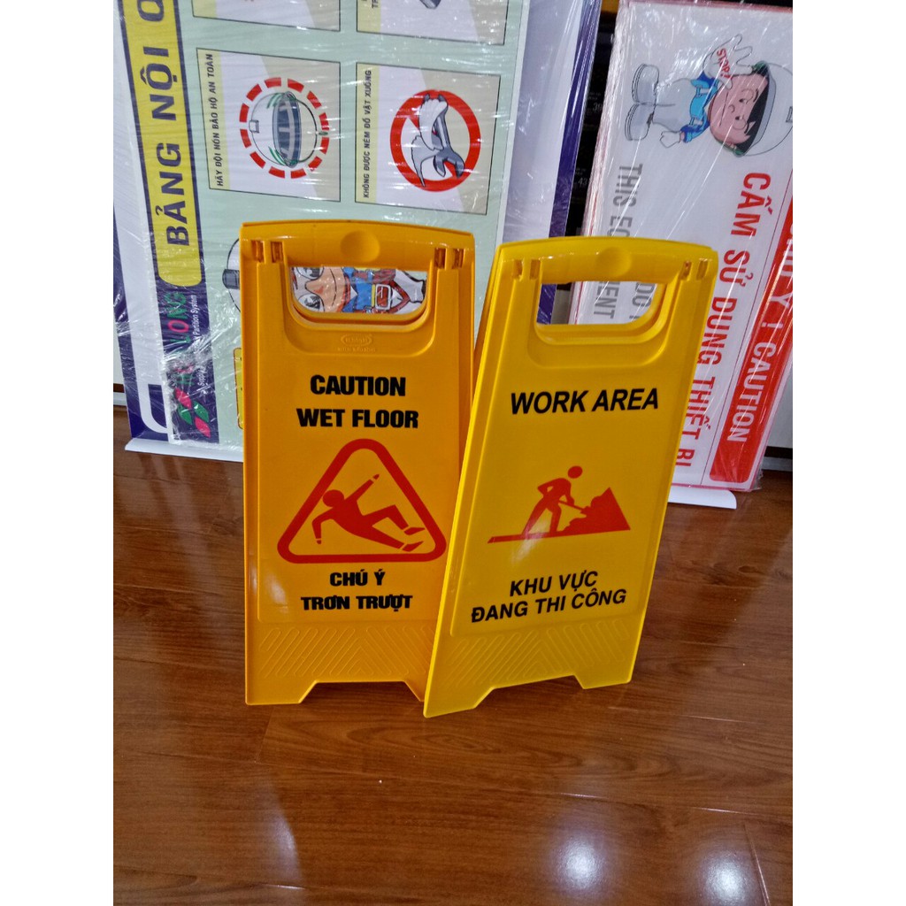 Biển cảnh báo sàn chữ A- CAUTION WET FLOOR -sàn ướt - hình thật- hàng sẵn