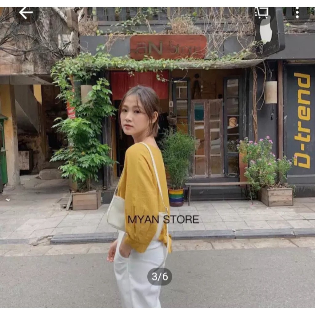 Áo voan sơ mi nút sau kèm thắt nơ sau sành điệu TTSLA0062