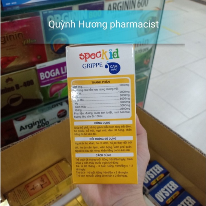 SPECKID Grippe hộp 20 ống giúp giảm ho,khản tiếng