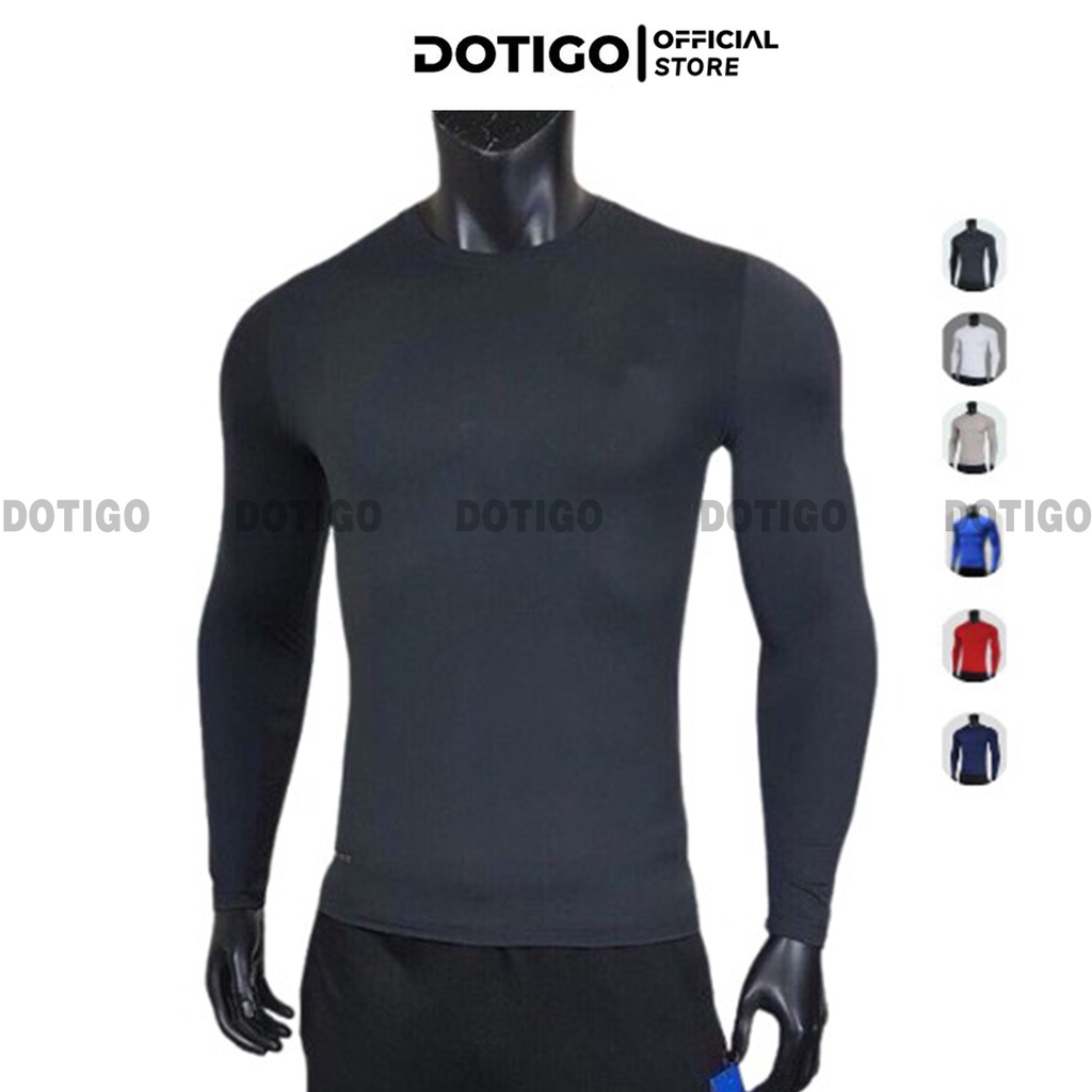 Áo thun thu đông nam dài tay, áo giữ nhiệt nam co dãn 4 chiều - DOTIGO