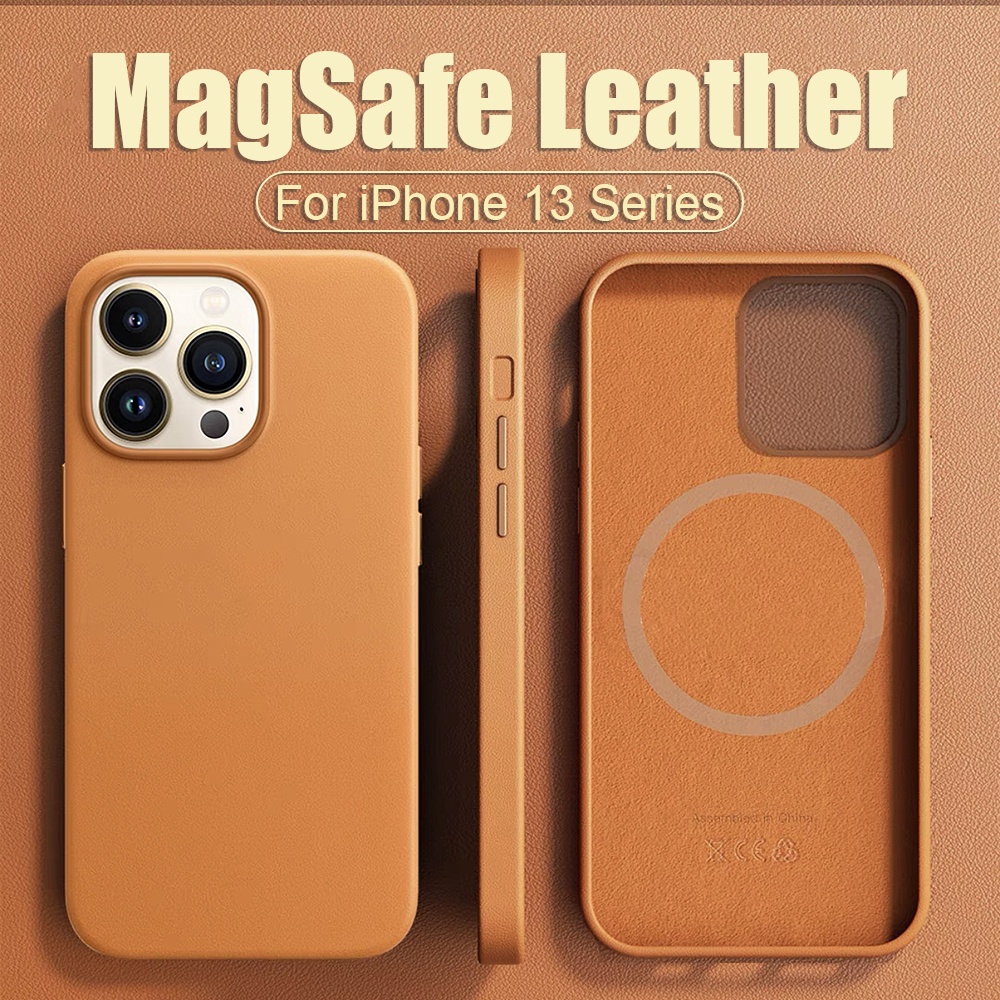 Ốp Điện Thoại Da Từ Tính Chống Sốc Kèm Logo MagSafe Cho iPhone 14 Pro Max 13 Pro Max 13