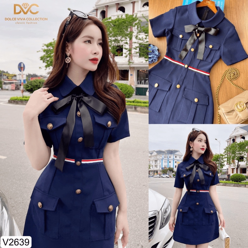 (HCM) Đầm nữ dự tiệc cột nơ đính nút sang trọng nổi bật siêu xinh - tiểu thư hàn quốc dành cho các quý chị em KME FASHIO