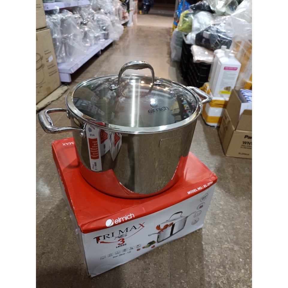 Nồi luộc gà Inox 3 lớp cao cấp đáy liền Emich Tri-max XS EL-3750 đướng kính 28cm - Hàng chính hãng, bảo hành 36 tháng