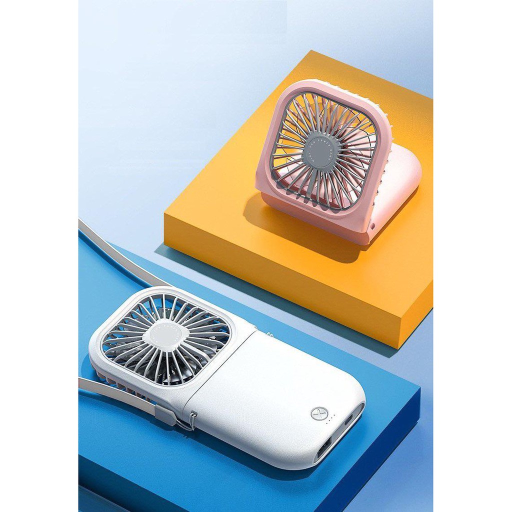 QUẠT MINI HALTER FOLDING FAN CỔNG SẠC USB TIỆN LỢI ĐỒNG THỜI SẠC PIN - ĐEO CỔ - GẬP GỌN BỎ TÚI