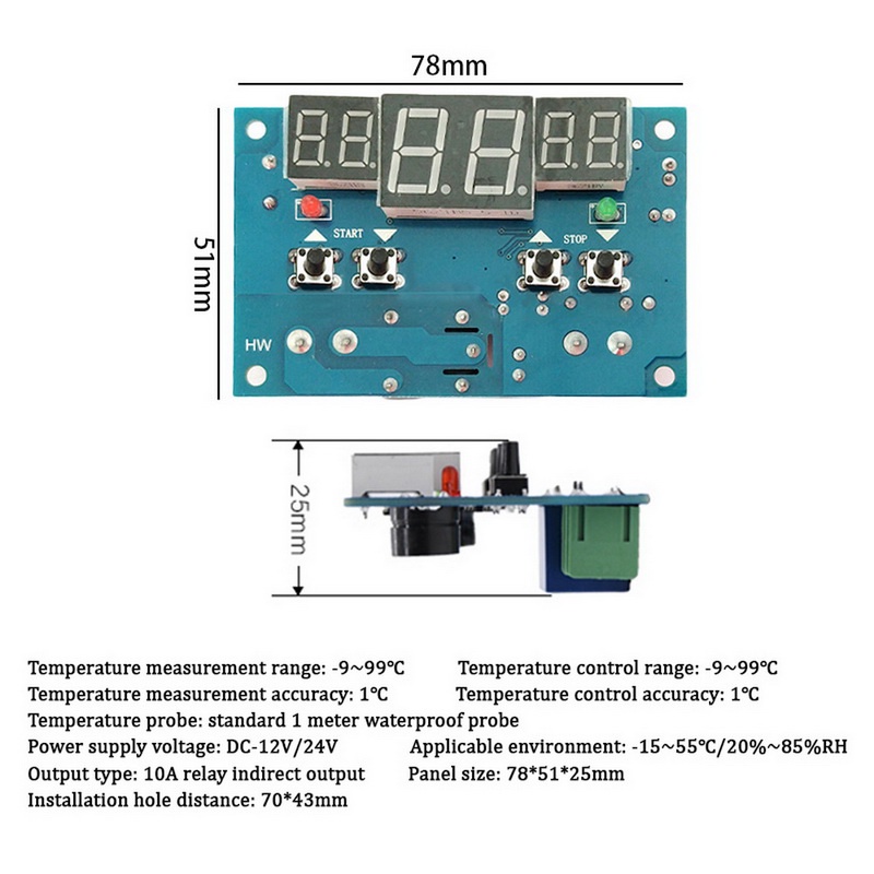 Mô Đun Kiểm Soát Nhiệt Độ Kỹ Thuật Số Thông Minh DC 12V XH-M1401