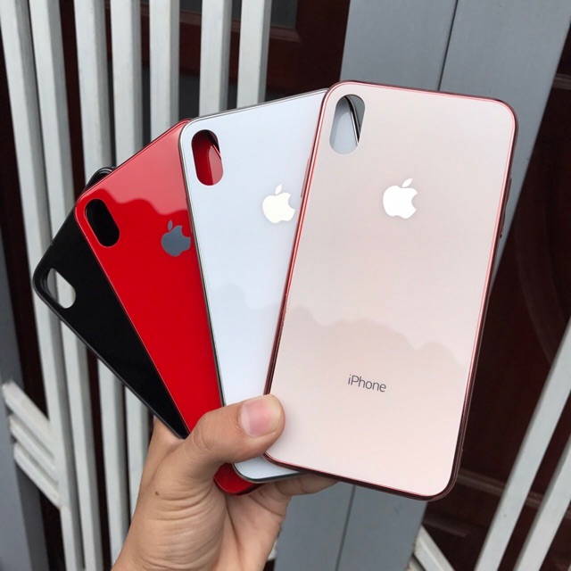 [Mã 2404EL10K giảm 10K đơn 20K] Ốp giả iphone 8 lưng kính viền dẻo cùng màu