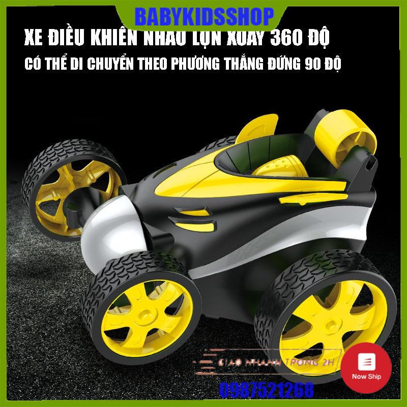 Xe oto điều khiển 4 chiều lộn nhào, xoay 360 độ, di chuyển thẳng đứng 90 độ cực chất cho bé