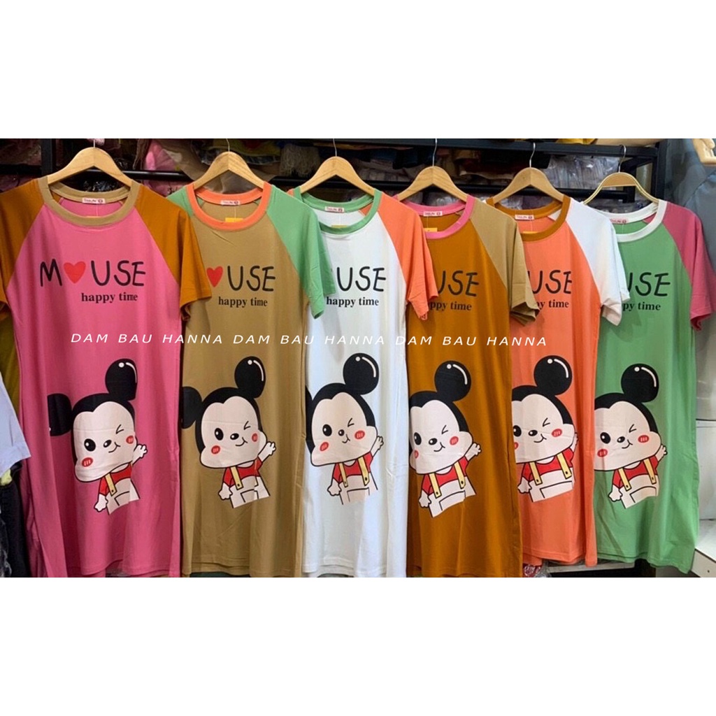 [SIZE 40-67KG] Đầm bầu thun cotton co dãn mặc ở nhà cho mẹ bầu trẻ dáng suông có dáng dài giá rẻ tại hcm