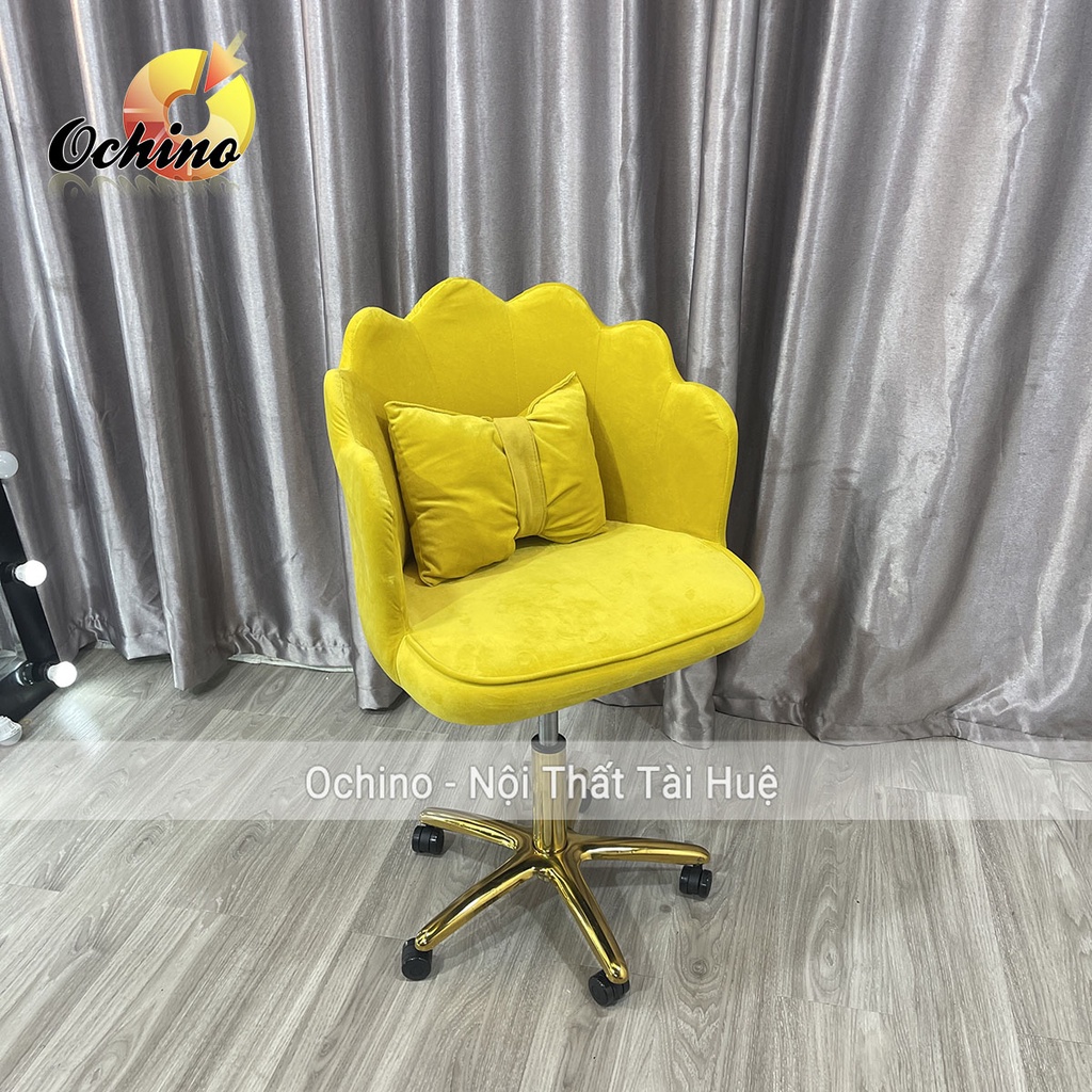 Ghế Trang Điểm Xoay, Ghế Xoay Học Sinh Bánh Xe Chân Vàng Sao Cao Cấp Mẫu Vương Miện Sang Chảnh (Hình Thật Shop Ch