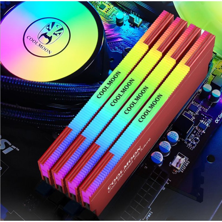 Tản Nhiệt Ram Led RGB Coolmoon - Đồng Bộ Hub Coolmoon , Đồng Bộ Mainboard - SIÊU ĐẸP