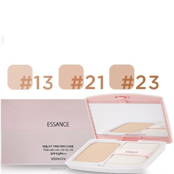 Phấn Nền Số 21 Tông Da Tự Nhiên Essance Siêu Mịn Lâu Trôi Veil Fit Two Way Cake Chính Hãng