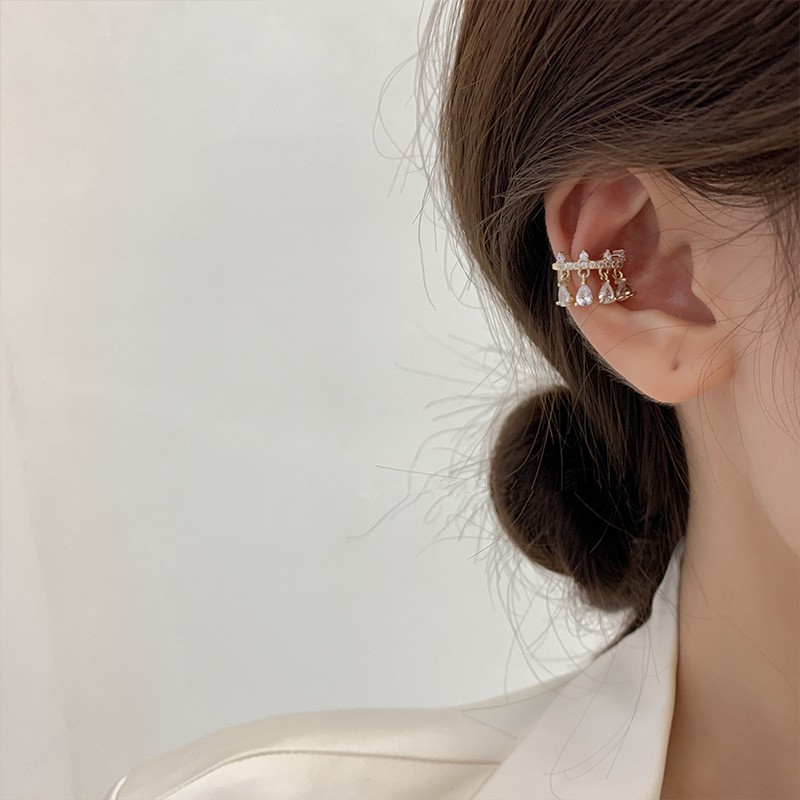 Bông Tai Vương Miện Kim Cương Pha Lê Sang Trọng Phong Cách Hàn Quốc Thời Trang Cho Nữ