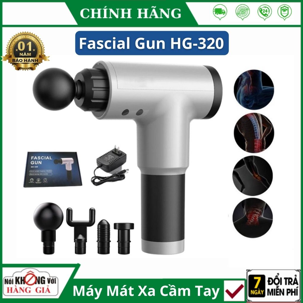 Máy massage cầm tay máy đấm lưng 6 chế độ Fascial HG-320 - súng mát xa mini cổ vai gáy , mặt , mắt , chân