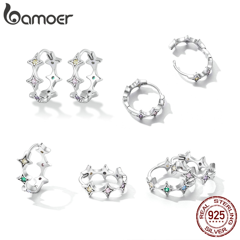 Khuyên tai BAMOER SCE1389 bạc 925 thiết kế ngôi sao thời trang dành cho nữ