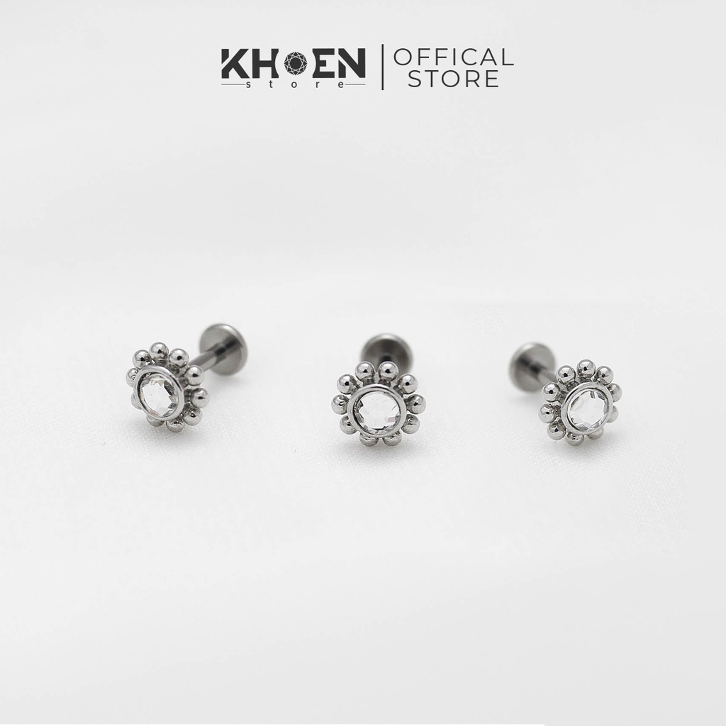 Khuyên Đá Tròn hoa văn - Titanium G23 - Khoen Store