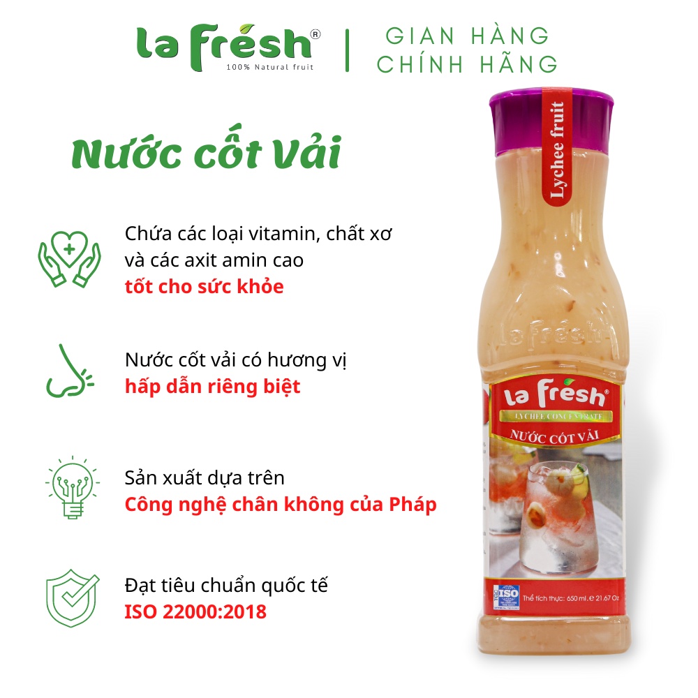 Nước Cốt Vải Lafresh Đà Lạt Chai 650ml