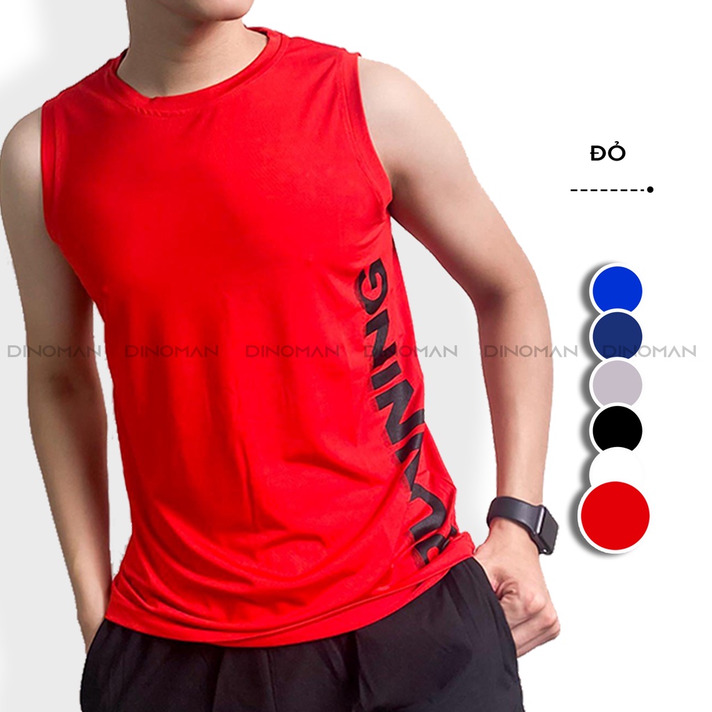 Áo ba lỗ nam DINOMAN Áo tanktop sát nách nam RUNNING Vải Thun Co Giãn 4 Chiều