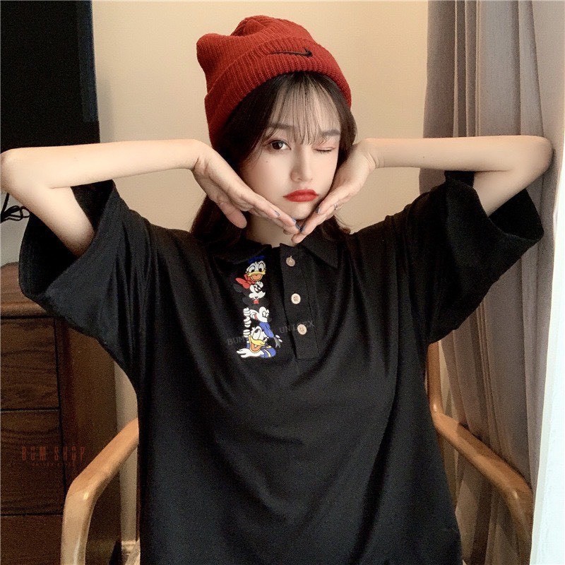 Áo Thun Polo Nam Nữ Hình chuột mickey siêu xinh