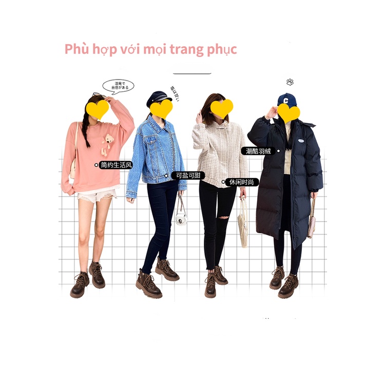 Giày bốt martin thời trang đế dày của phụ nữ ren lên giày phù hợp xu hướng