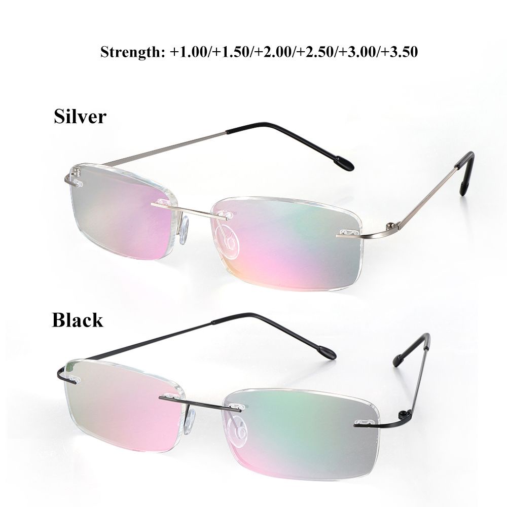 Kính mắt đọc sách gọng hợp kim tròng titan không viền siêu nhẹ/ Hộp đựng kính mắt dành cho cả nam và nữ