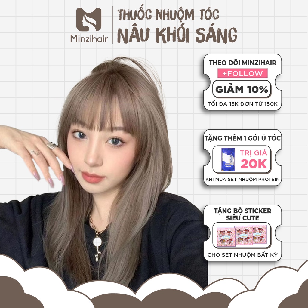 Thuốc Nhuộm Tóc Màu Nâu Khói Sáng - Lên Từ Nền Nâu - TẶNG TRỢ DƯỠNG | MINZIHAIR HN