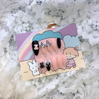Nail box lửa phối charm gấu