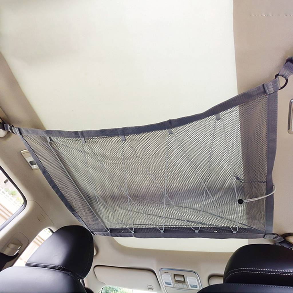 Pu Túi Lưới Đựng Đồ Dùng Treo Trần Xe Hơi Bằng Polyester Có Dây Kéo Điều Chỉnh Được Độ Cứng Cao