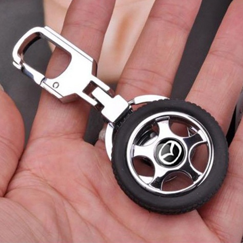 Móc chìa khóa ô tô Mazda móc khóa hợp kim lốp xe