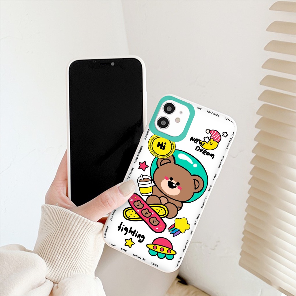 Ốp Iphone Gấu Phi hành gia ốp lưng iphone cạnh vuông đủ mã từ 6 đến 13promax