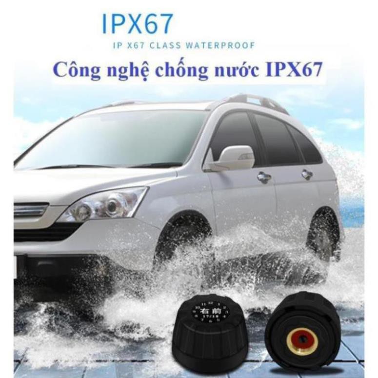 Cảm Biến Áp Suất Lốp TPMS, van ngoài,màn màu, Pin mặt trời [Tặng 4 pin Cảm Biến giá 60k]