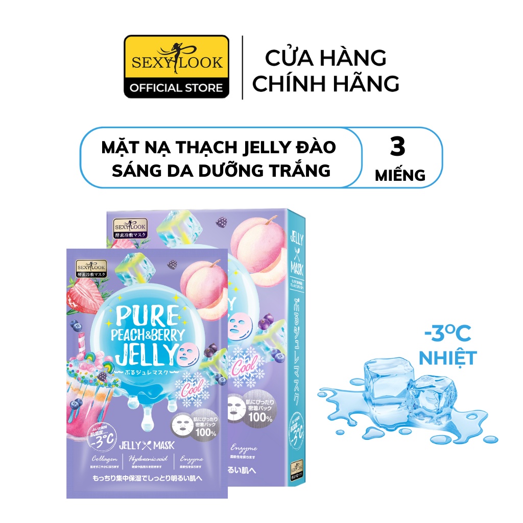 Mặt Nạ Thạch Jelly Đào SEXYLOOK Sáng Da Dưỡng Trắng (Hộp 3 Miếng x 38ml)