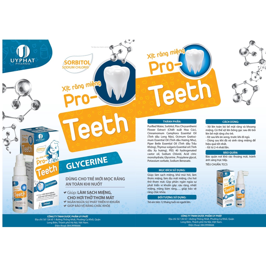 Xịt chống sâu răng cho bé Pro Teeth - An toàn, nuốt được cho bé từ 1 tuổi tặng kèm bàn chải &amp; kem đánh răng cho bé