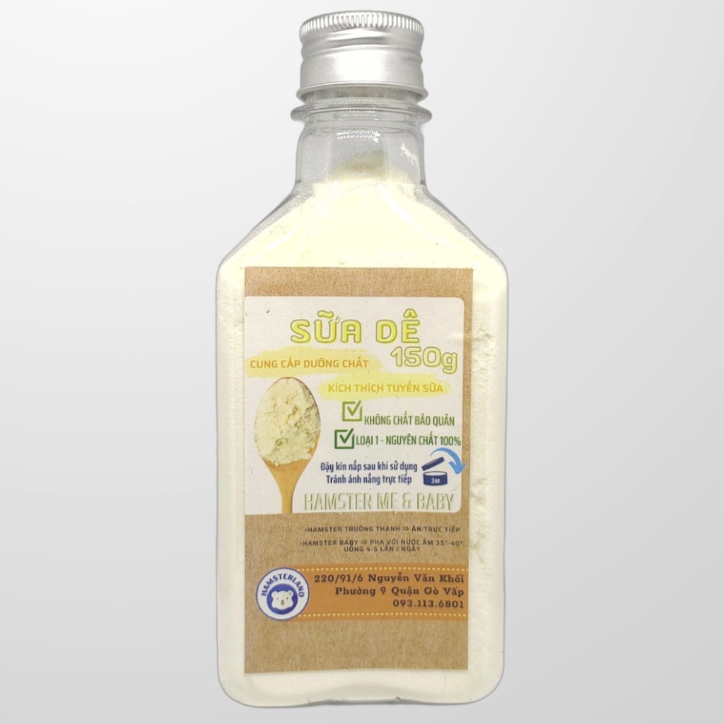 Sữa Dê Nhập Khẩu Chai Lớn 150g Cho Hamster Bầu & Baby. Cung Cấp các vitamin & khoáng chất giúp mẹ khoẻ bé ngoan