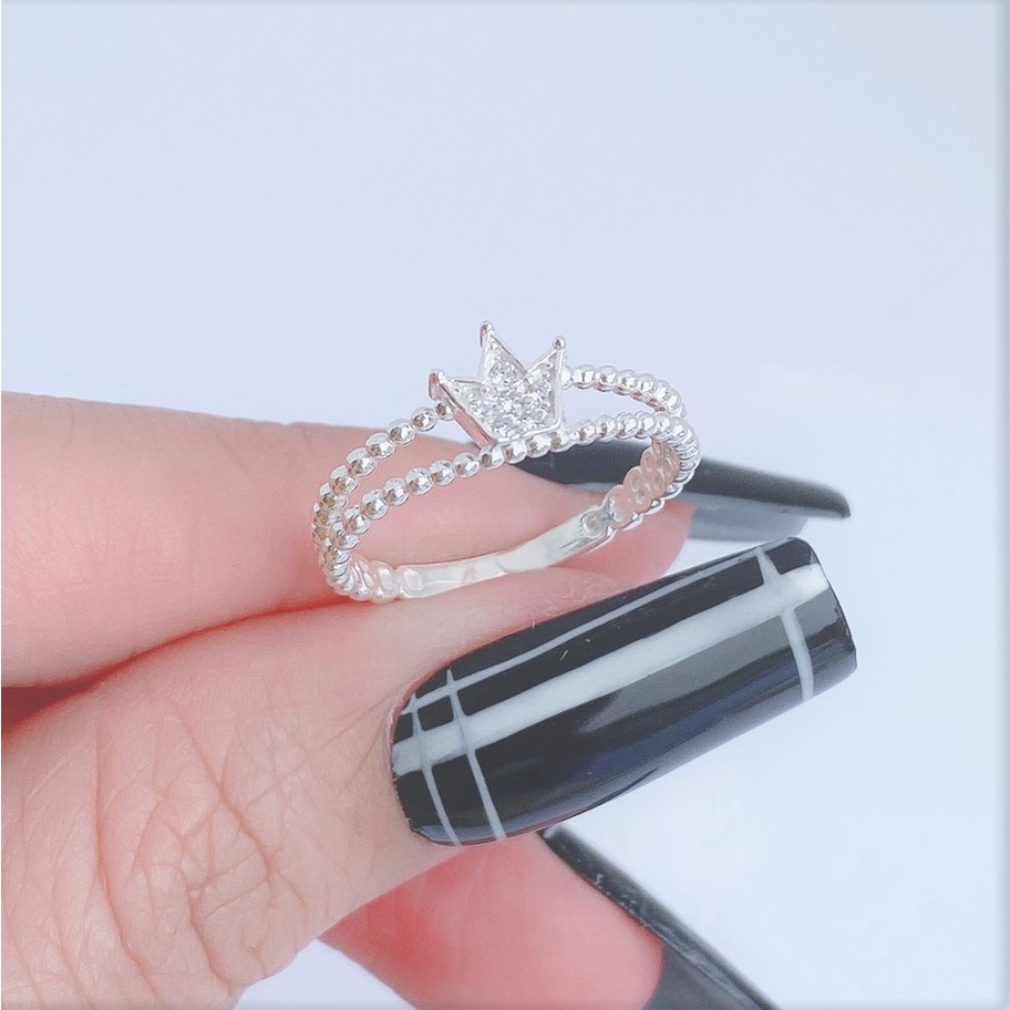 Nhẫn bạc nữ mặt vương miện Evasilver, chuẩn nhẫn bạc ta sang trọng quý phái