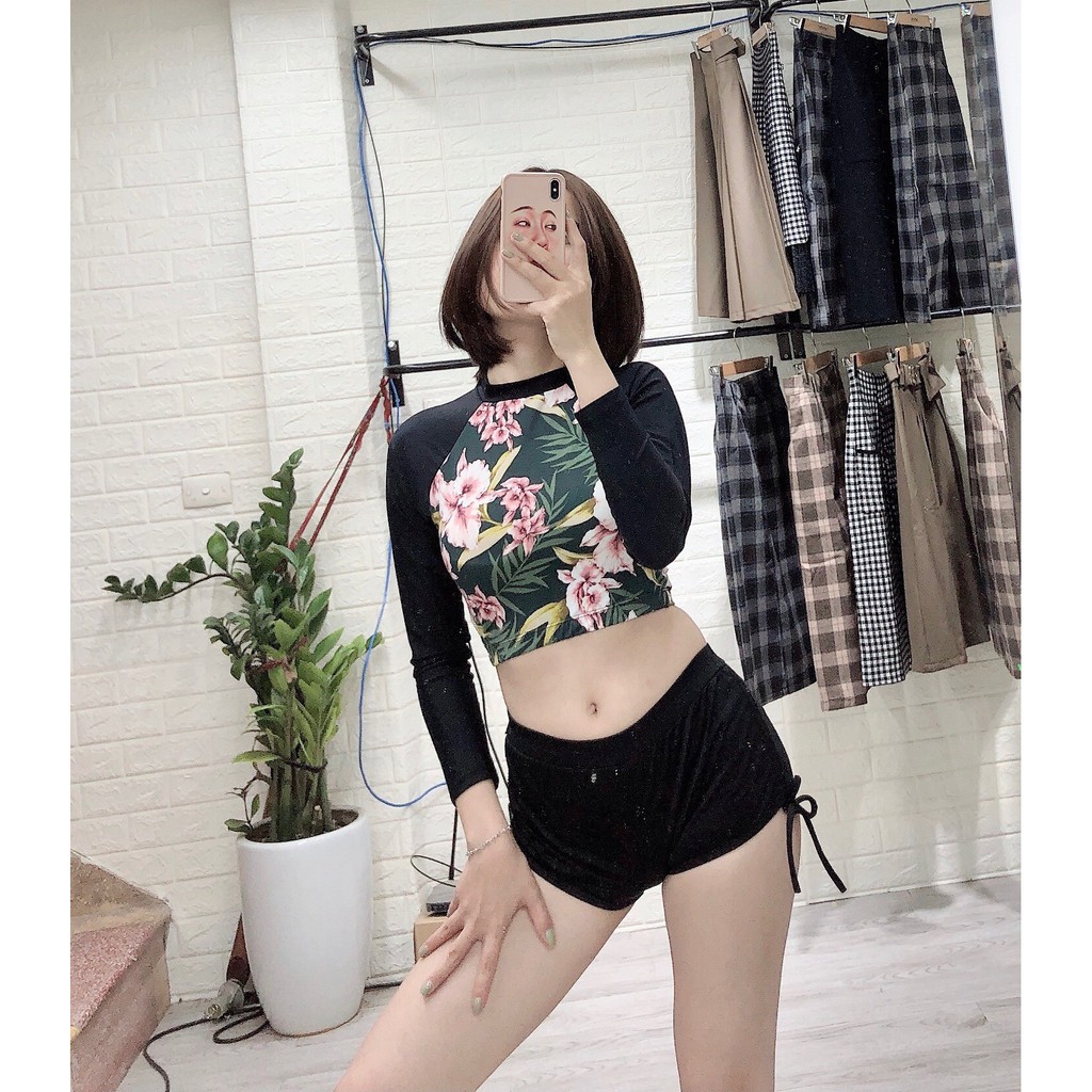 Đồ bơi Bikini hai mảnh đẹp họa tiết hoa dài tay- 2 kiểu ( Ảnh chụp thật 100%)- 100% như hình | BigBuy360 - bigbuy360.vn