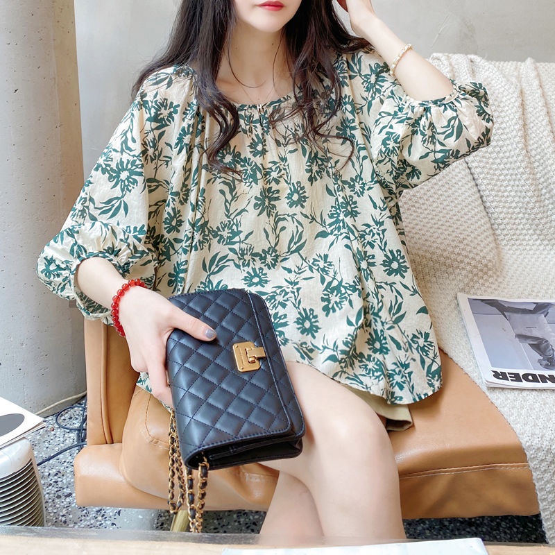 Áo Sơ Mi Tay Dài 3/4 Họa Tiết Hoa Thời Trang Mùa Hè Phong Cách Hàn Quốc Mới Cho Nữ