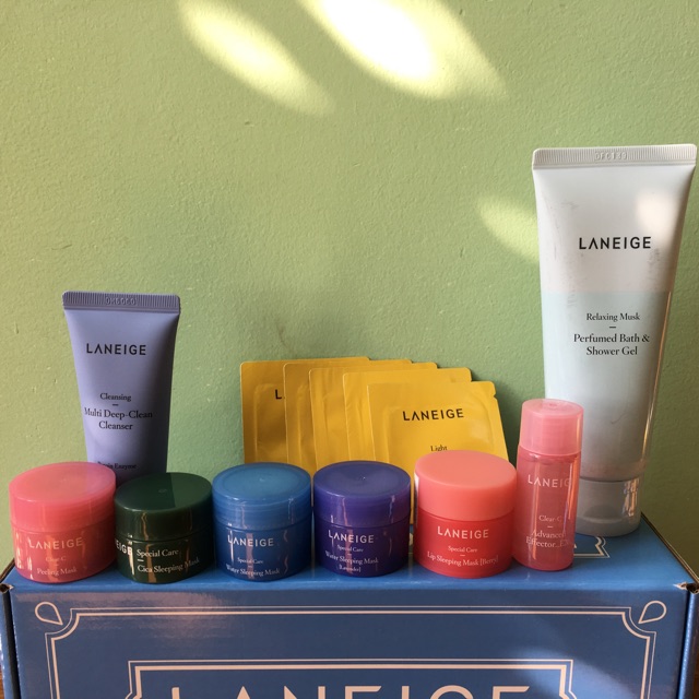 LANEIGE SET 9 món mặt nạ, sữa tắm, dưỡng da kèm HỘP đẹp