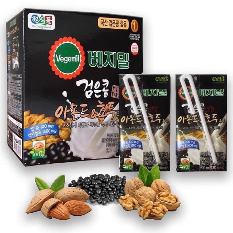SỮA ÓC CHÓ HẠNH NHÂN ĐẬU ĐEN HÀN QUỐC THÙNG 16 HỘP x 190ML
