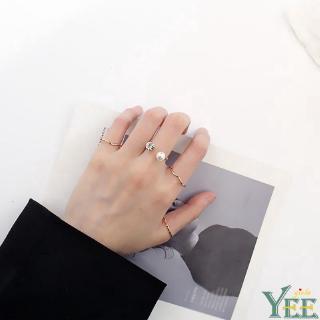 Set Nhẫn Đeo Tay Kim Loại Phong Cách Hàn Quốc Cho Nữ