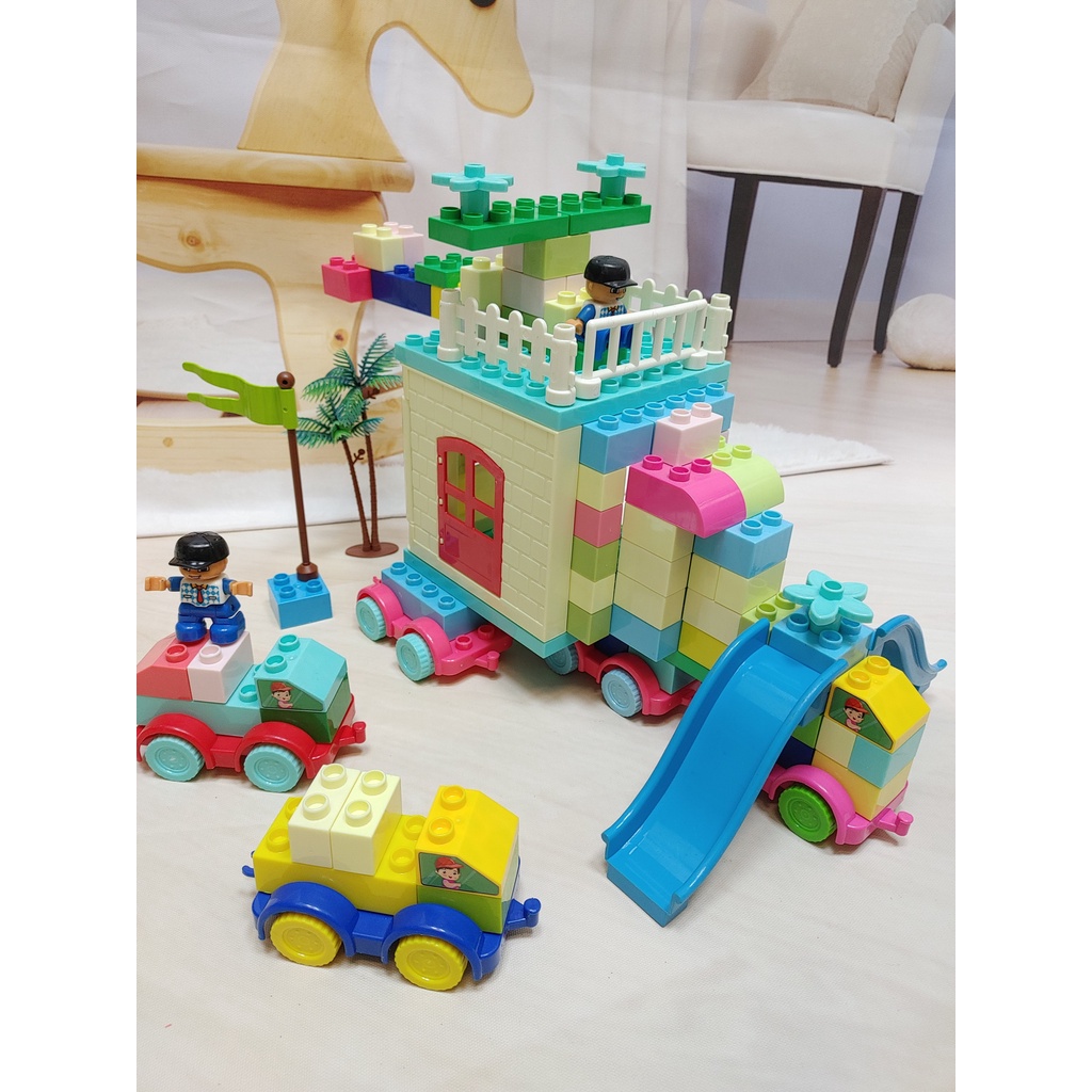 Bộ lắp ghép ô tô đoàn xe diễu hành -VNKT 013, Vinakidstoys size lego Duplo