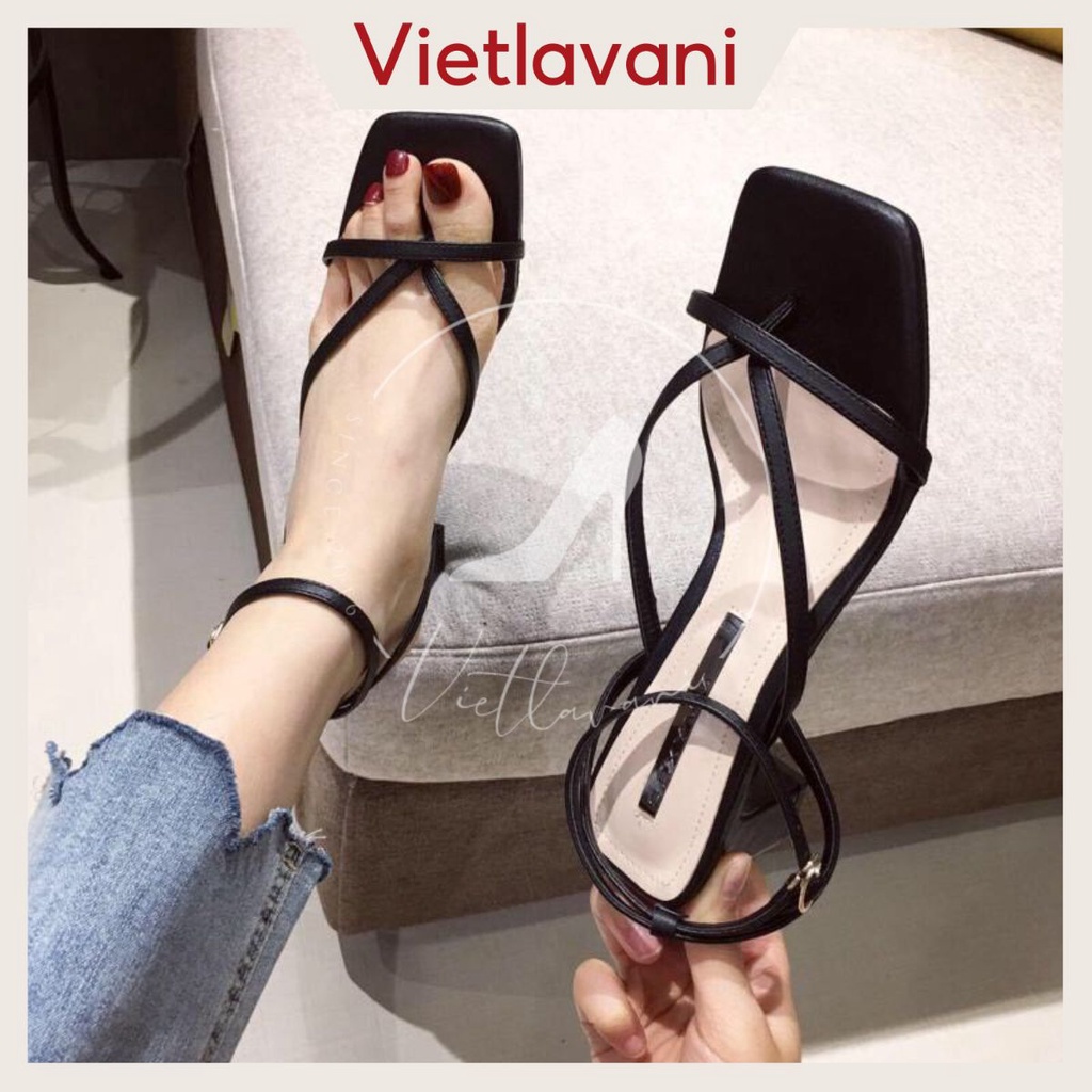 GIÀY SANDAL CAO GÓT MÃ S13 XỎ NGÓN 2 MÀU ĐEN VÀ TRẮNG VIETLAVANI ĐẸP BỀN CHUẨN XUẤT