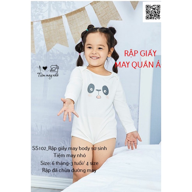 SS102_Rập giấy may body tay dài + ngắn sơ sinh