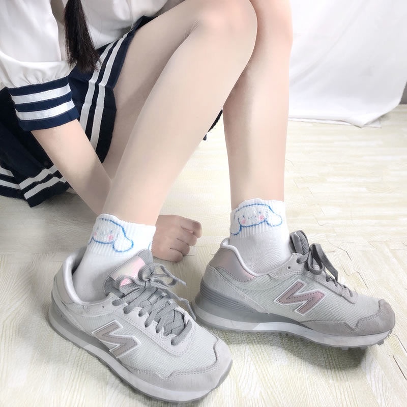 Vớ Thể Thao Cổ Vừa In Họa Tiết Hoạt Hình Chú Chó Cinnamon Kiểu Nhật Bản Dễ Thương Cho Bé Gái