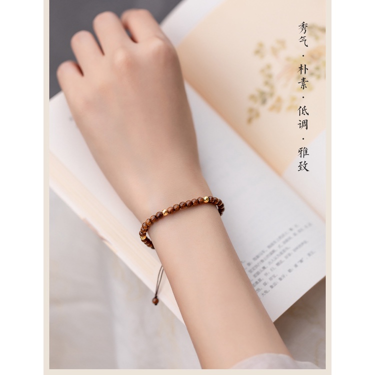[Hàng Mới Về] Vòng Đeo Tay Chuỗi Hạt Gỗ Đàn Hương Phong Cách Retro Mùa Hè Cho Nữ