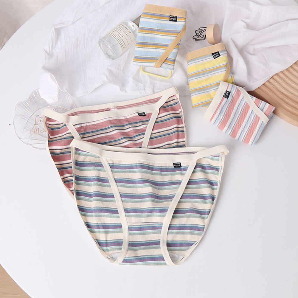 Mocho Quần Lót cotton Lưng Thấp Họa Tiết Kẻ Sọc Ngọt Ngào Dễ Thương Cho Bạn Gái
