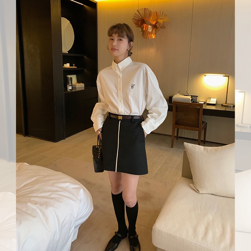 Áo Sơ Mi Tay Dài Dáng Rộng Họa Tiết Thêu Sọc Thiết Kế Mỏng Thời Trang Mùa Xuân Mới